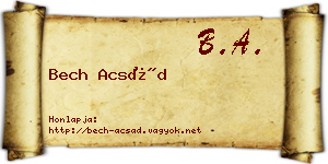 Bech Acsád névjegykártya